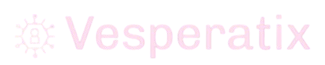 A light pink logo featuring a stylized virus-like icon next to the word 'Vesperatix' in a matching pale pink font, set against a solid white background.